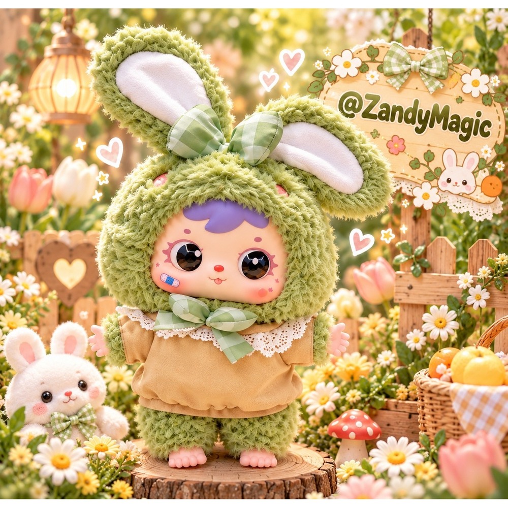 Samuel Macaron 400% (San Xiao Mao) Green Bunny plush Blind box